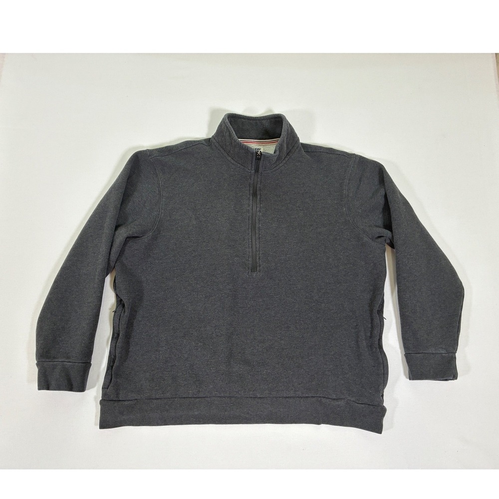 Lands End Serious Sweats Mens XL Charcoal Gray Quarter Zip Fleece Pullover